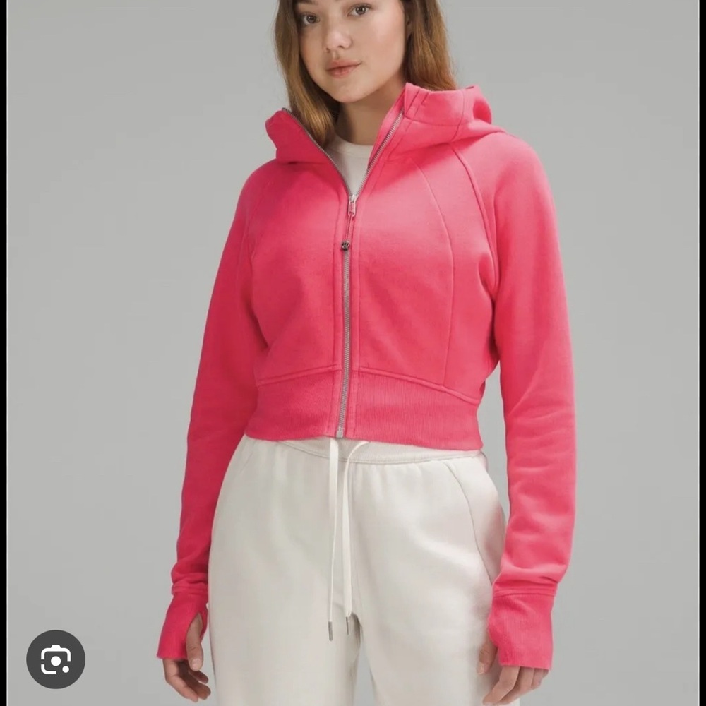 Lululemon Full Zip Cropped Hoodie Scuba Color Lip Gloss Size 6